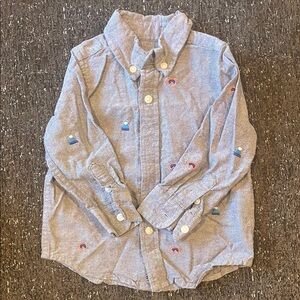 Janie and Jack Blue and Red Embroidered Button-Down Shirt